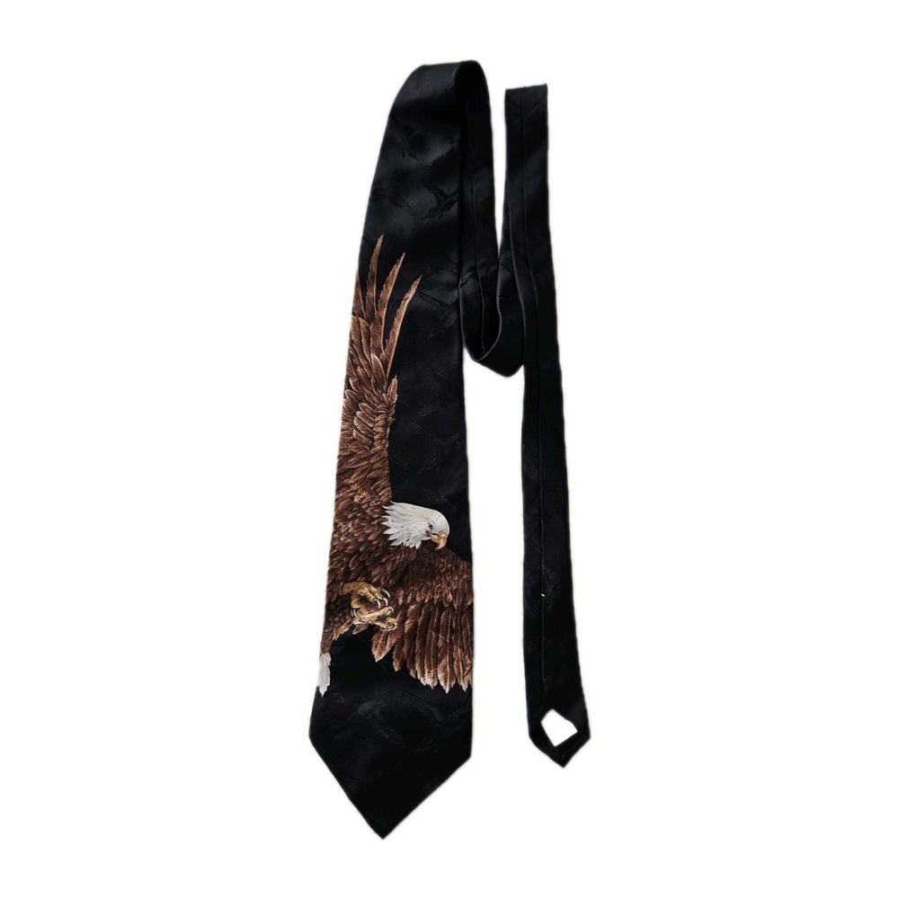 Vtg Field & Stream Silk Large Eagle Bird Necktie Made in USA Classic